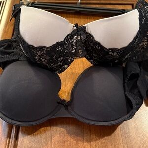 Dorina 2 pack T-shirt Bras-Solid Black & Lace Black/Cream